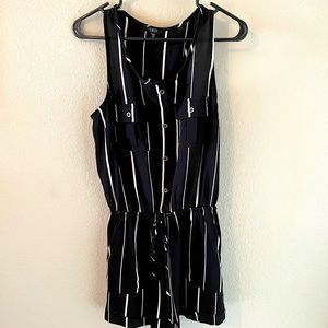 Black pinstripe romper